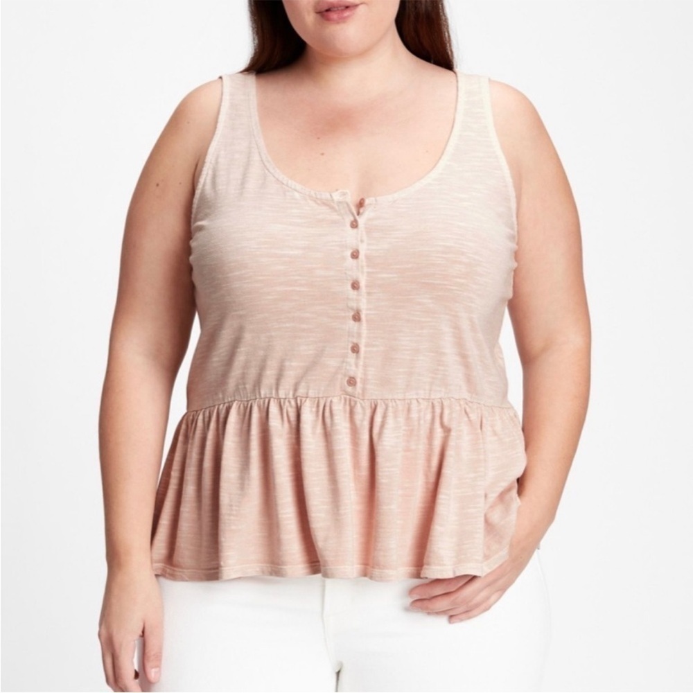Gap Sleeveless Henley Peplum Top